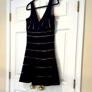 JS Collections Black Sheer Striped Mini Dress